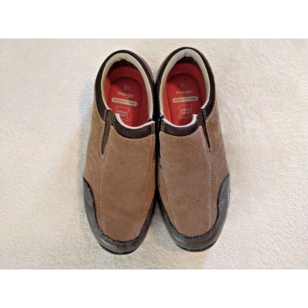 Wrangler Brown Suede Leather Slip On Memory Foam Loafer Shoes Mens 9.5